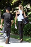 Mena Suvari - booty in leather pants while out in Los Feliz 05/18/13