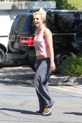 Britney Spears - wearing a 'love' crop top and baggy sweats, at a dance studio in LA (8-8-13)